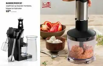 Freetime Fritel blender-mixer set staafmixer op staander met beker klopper en hakmolen aanbieding