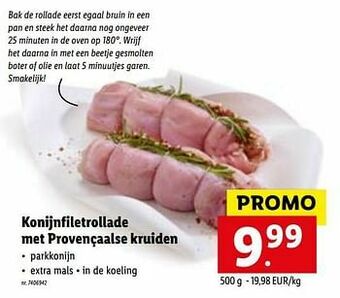 Lidl Konijnfiletrollade met provençaalse kruiden aanbieding
