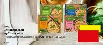 Instant noedels op thaise wijze varken, vegetarisch, garnalen of kip