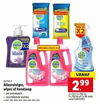 Lidl Allesreiniger, wipes of handzeep aanbieding