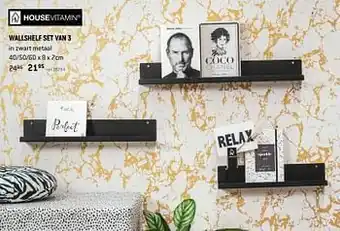 Wallshelf set van 3 in zwart metaal