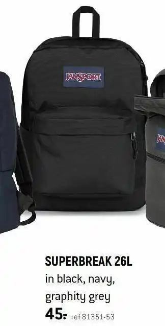 Superbreak in black navy graphity grey