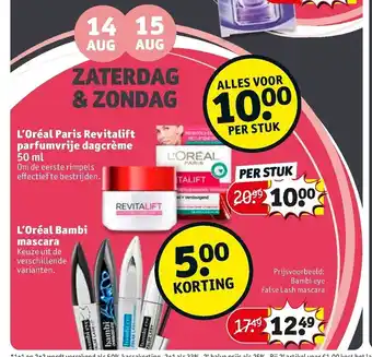 Kruidvat L'Oréal Paris Revitalift parfumvrije dagcrème 50ml aanbieding