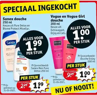 Kruidvat Sanex douche 250ml aanbieding