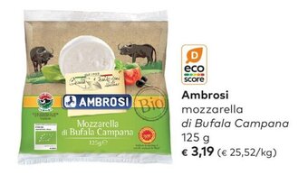 Bio Planet Ambrosi mozzarella di bufala campana 125 g aanbieding