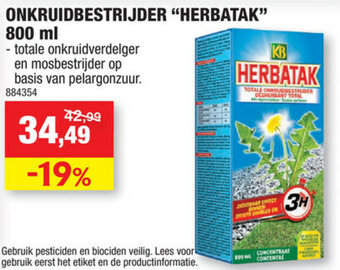 Hubo Onkruidbestrijder "herbatak" 800ml aanbieding