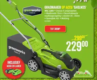 HandyHome Greenworks grasmaaier op accu G40lm35 aanbieding