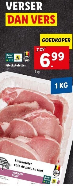 Lidl Filetkoteletten aanbieding