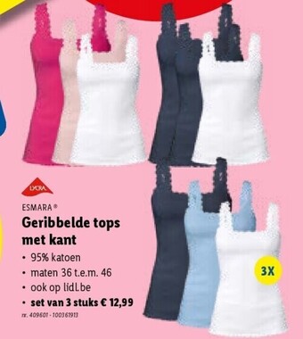 Lidl Geribbelde tops met kant aanbieding