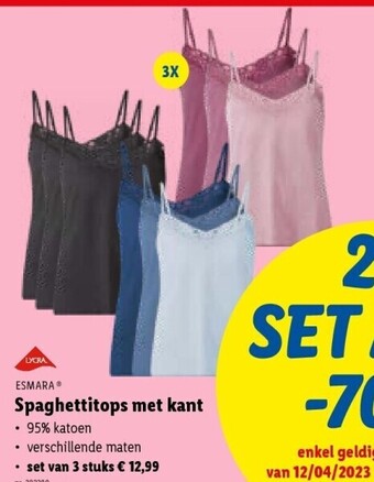 Lidl Spaghettitops met kant aanbieding