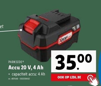 Lidl Accu 20 v, 4 ah aanbieding