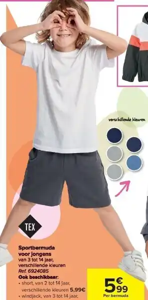 Carrefour Sportbermuda voor jongens aanbieding