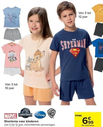 Carrefour Shortama voor kinderen aanbieding