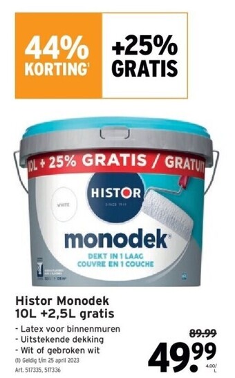 GAMMA Histor monodek 10l +2,5l gratis aanbieding