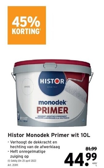 GAMMA Histor monodek primer wit 10l aanbieding