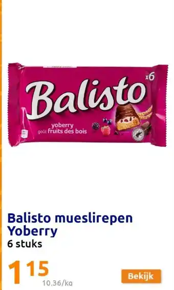 Action Balisto Mueslirepen Yoberry 6 Stuks aanbieding