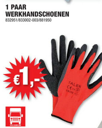 Hubo 1 paar werkhandschoenen aanbieding