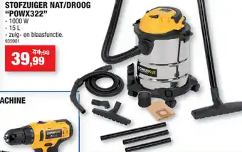 Hubo Stofzuiger nat/droog "POWX322" 1000W aanbieding