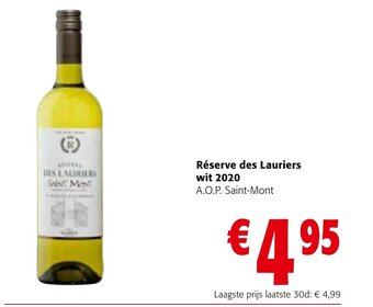 Colruyt Reserve Des Lauriers Wit 2020 A.O.P. Saint Mont aanbieding