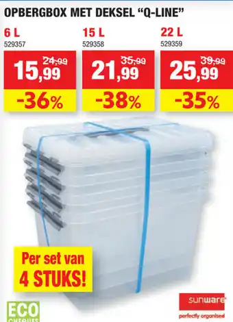 Hubo Opbergbox met deksel "Q-Line" 22L aanbieding