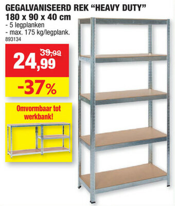 Hubo Gegalvaniseerd rek "heavy duty" 180x90x40 cm aanbieding