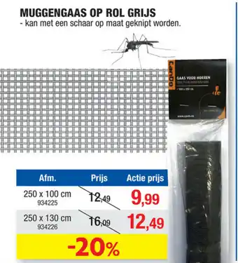 Hubo Muggengaas op rol grijs 250x100 cm aanbieding