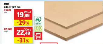 Hubo MDF 244x122 cm 9mm aanbieding