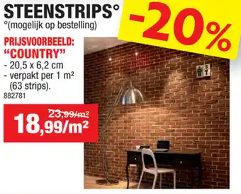 Hubo Steenstrips "country" 20.5x6.2 cm aanbieding