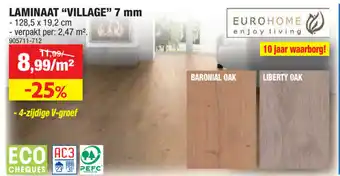 Hubo Laminaat "village" 7mm 128.5x19.2 cm aanbieding