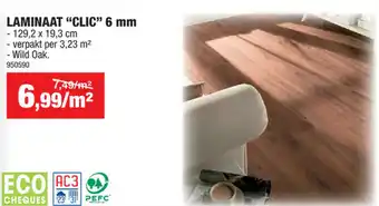 Hubo Laminaat "clic" 6mm 129.2x19.3 cm aanbieding