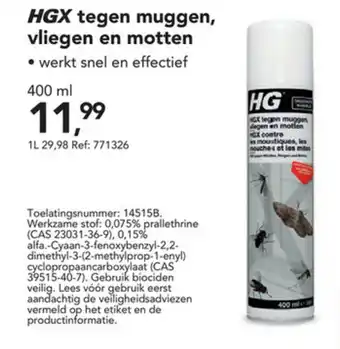Hubo HGX tegen muggen, vliegen en motten 400ml aanbieding