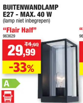 Hubo Buitenwandlamp E27- max. 40w "Flair Half" aanbieding