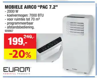 Hubo Mobiele airco "pac 7.2" 2000W aanbieding