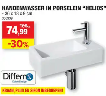 Handenwasser in porselein "helios" 36x18x9 cm