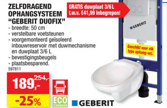Hubo Zelfdragend ophangsysteem "geberit duofix" 50 cm aanbieding