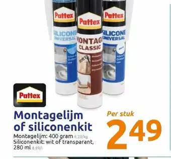 Action Montagelijm of siliconenkit 400 gram aanbieding