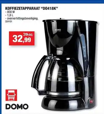 Hubo Domo Koffiezetapparaat 1,8liter aanbieding