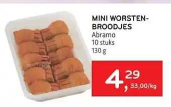 Alvo Abramo mini worstenbroodjes 10 stuks 130g aanbieding