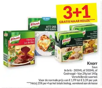 Intermarché Knorr saus in brik 300ml of 500ml of gedroogd van 29g tot 140g aanbieding
