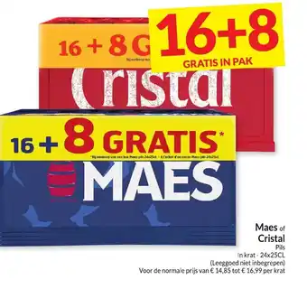 Intermarché Maes of cristal pils in krat 24 x 25cl aanbieding