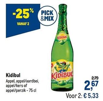 Makro Kidibul appel, appel-aardbei, appel-kers of appel-perzik aanbieding