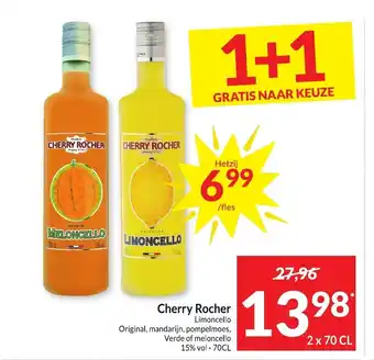 Intermarché Cherry rocher limoncello of meloncello 15% vol 70cl aanbieding