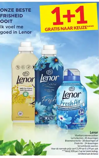 Intermarché Lenor vloeibare wasverzachter la collection- 41 doseringen, bloemenselectie- 38 doseringen of fresh air- 34 doseringen aanbieding