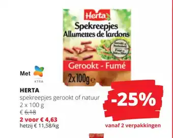 Herta spekreepjes gerookt of natuur 2 x 100g