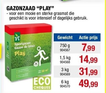 Hubo Gazonzaad “play” 750 g aanbieding