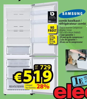 ElectroStock Samsung combi koelkast/ réfrigérateur combi aanbieding