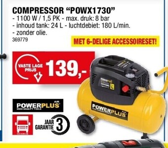 Hubo Compressor “powx1730” aanbieding