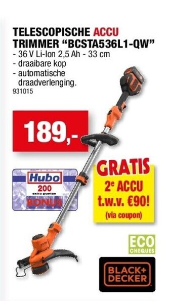 Hubo Telescopische accu trimmer “bcsta536l1-qw” aanbieding
