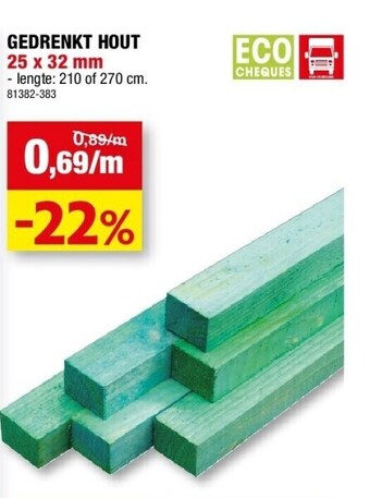 Hubo Gedrenkt hout 25 x 32 mm aanbieding