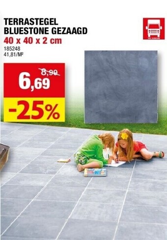 Hubo Terrastegel bluestone gezaagd 40 x 40 x 2 cm aanbieding